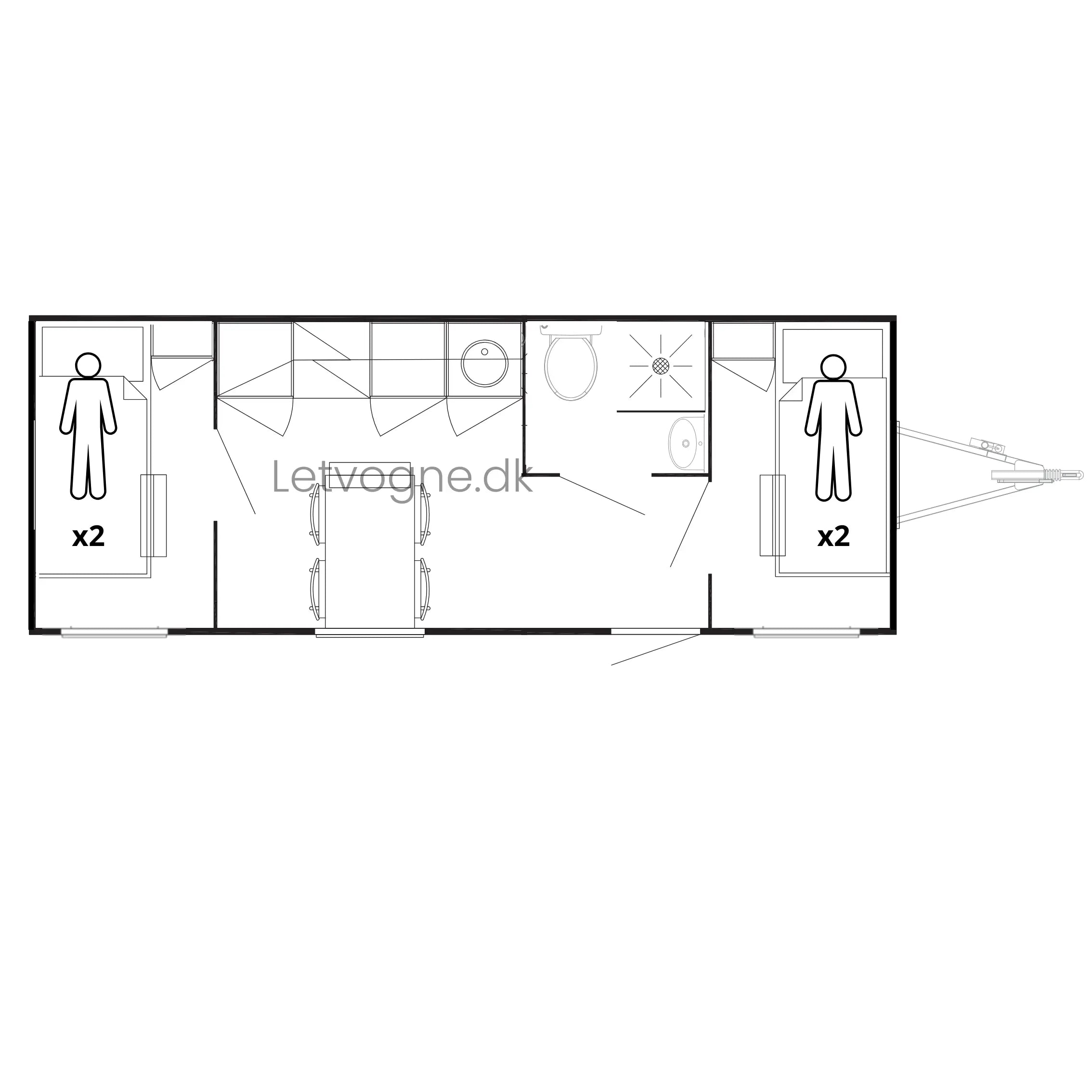 Beboelsesvogn 2 personers - Easywagon Type 730-Køb brugte letvogne og skurvogne hos Letvogne.dk – Stort udvalg og hurtig levering