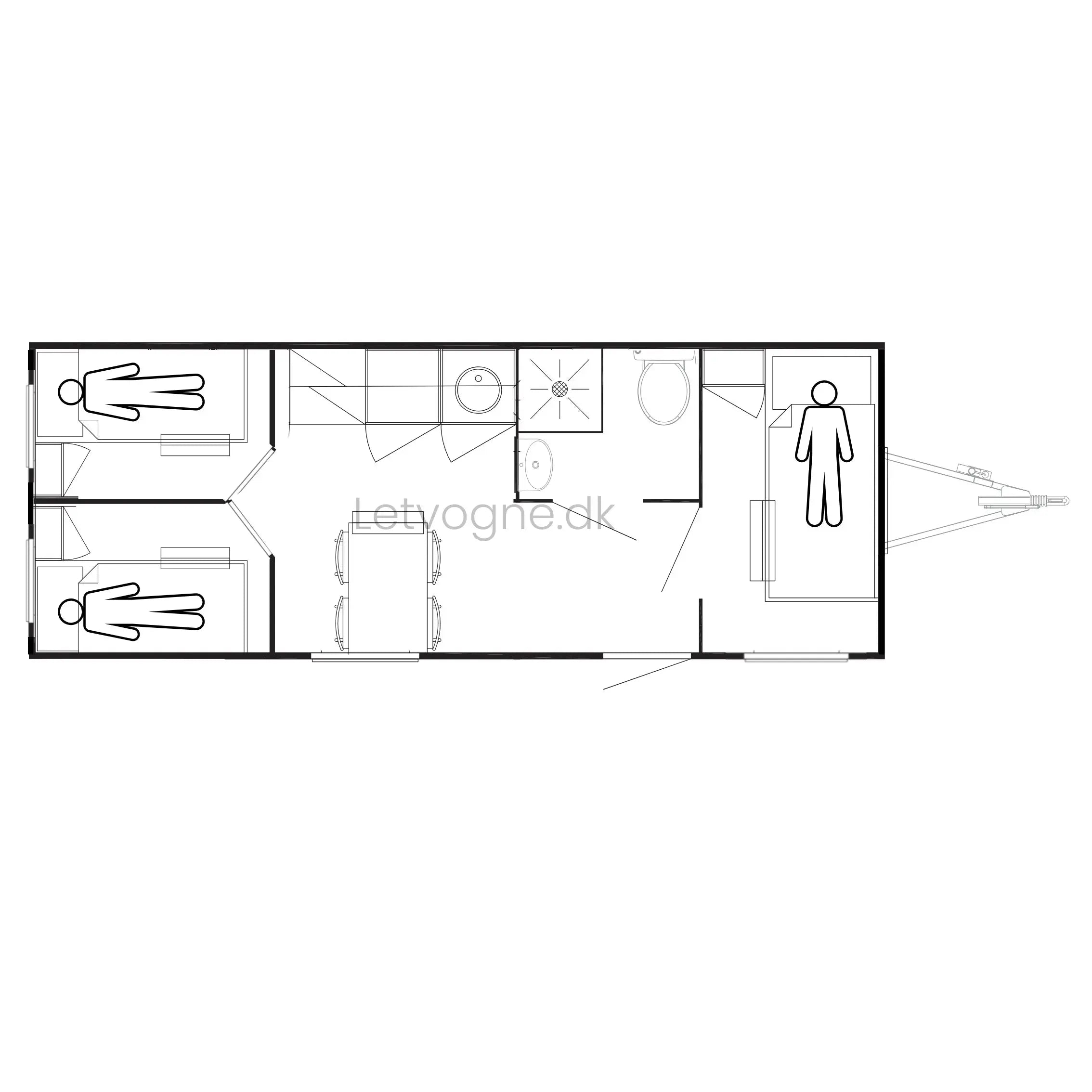 Beboelsesvogn 3 personers - Eurowagon Årgang 2016 Type 3 x 33 - 73-Køb brugte letvogne og skurvogne hos Letvogne.dk – Stort udvalg og hurtig levering