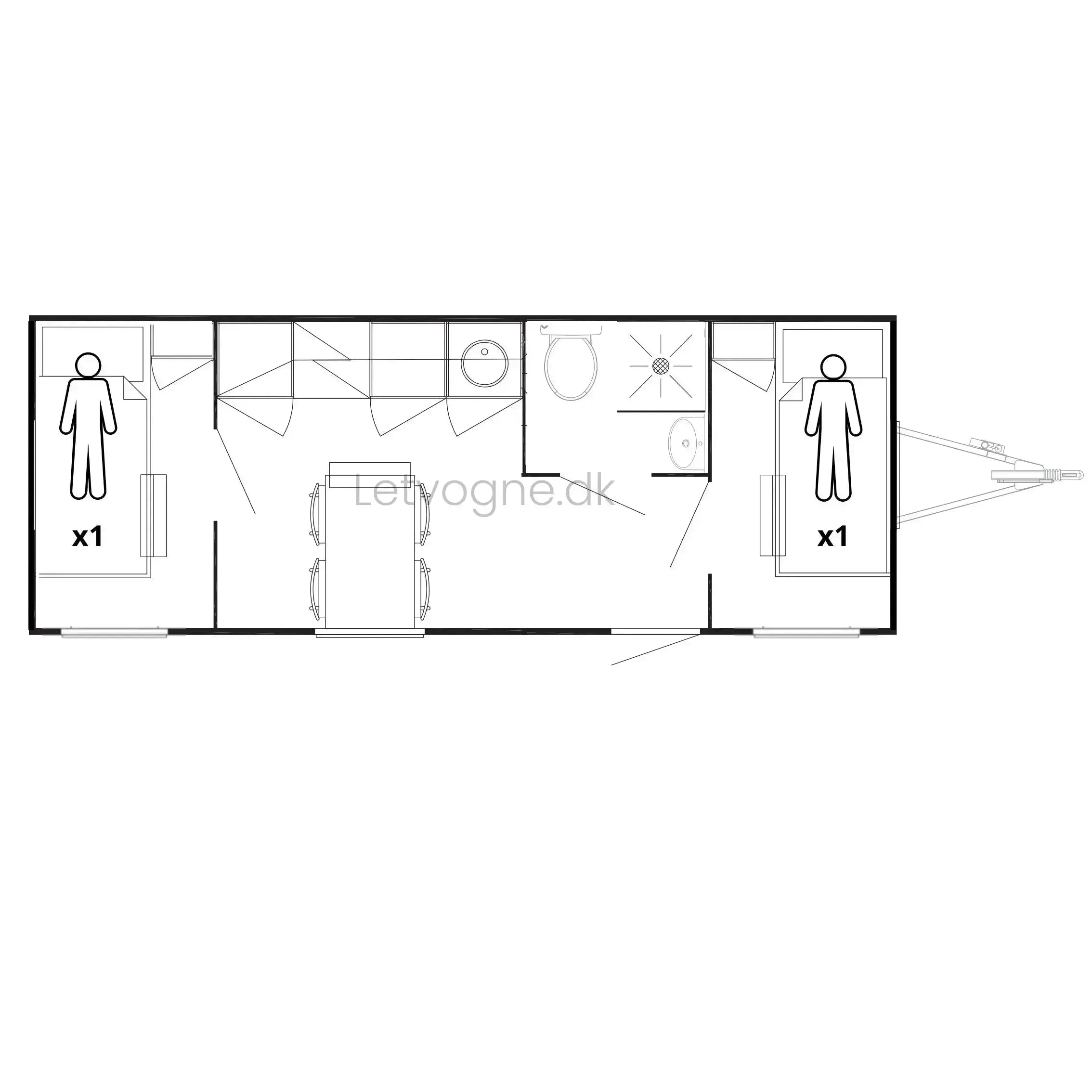 Beboelsesvogn 4 personers - Scanvogn Type 730-Køb brugte letvogne og skurvogne hos Letvogne.dk – Stort udvalg og hurtig levering