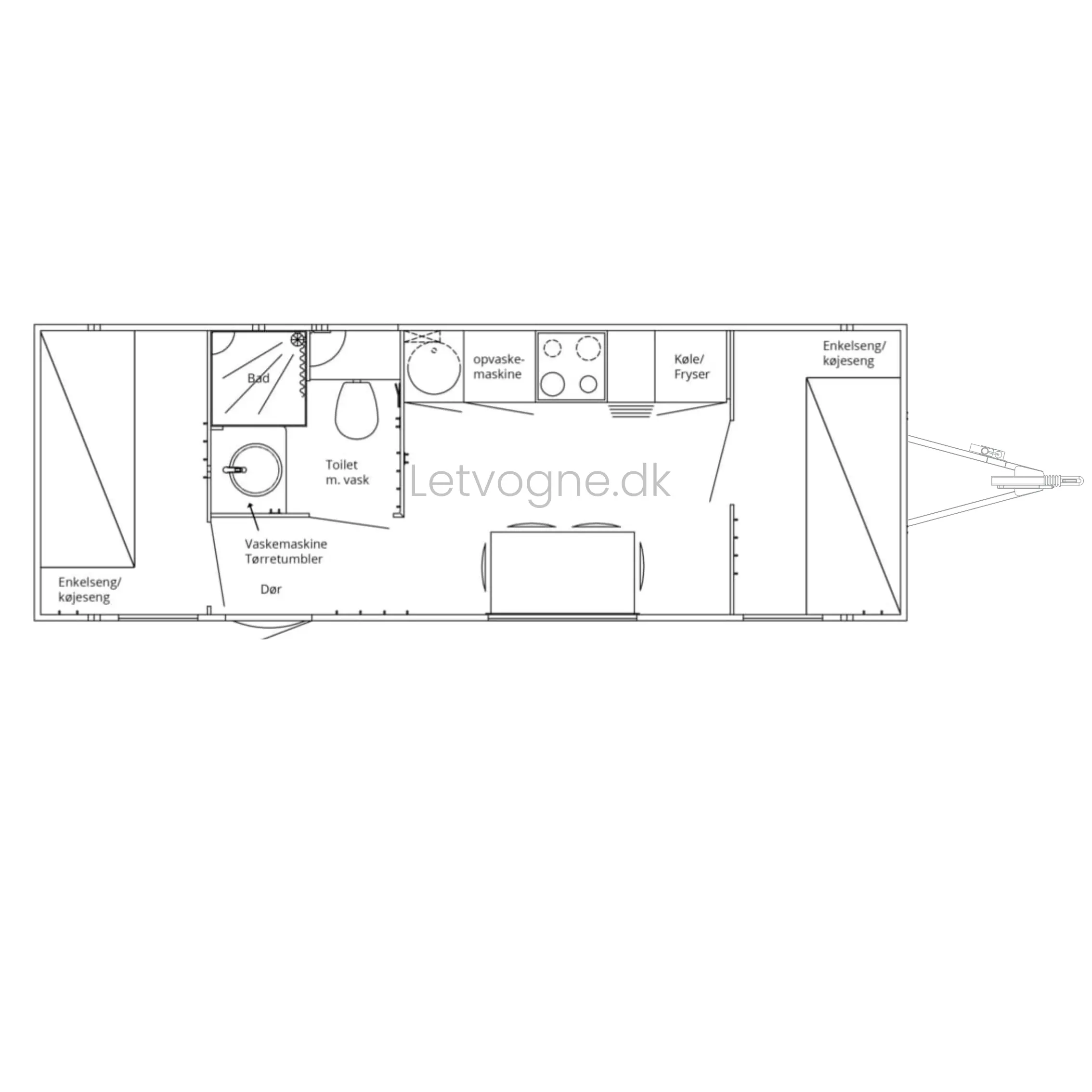 Beboelsesvogn 4 personers - Scanvogn Type 730-Køb brugte letvogne og skurvogne hos Letvogne.dk – Stort udvalg og hurtig levering