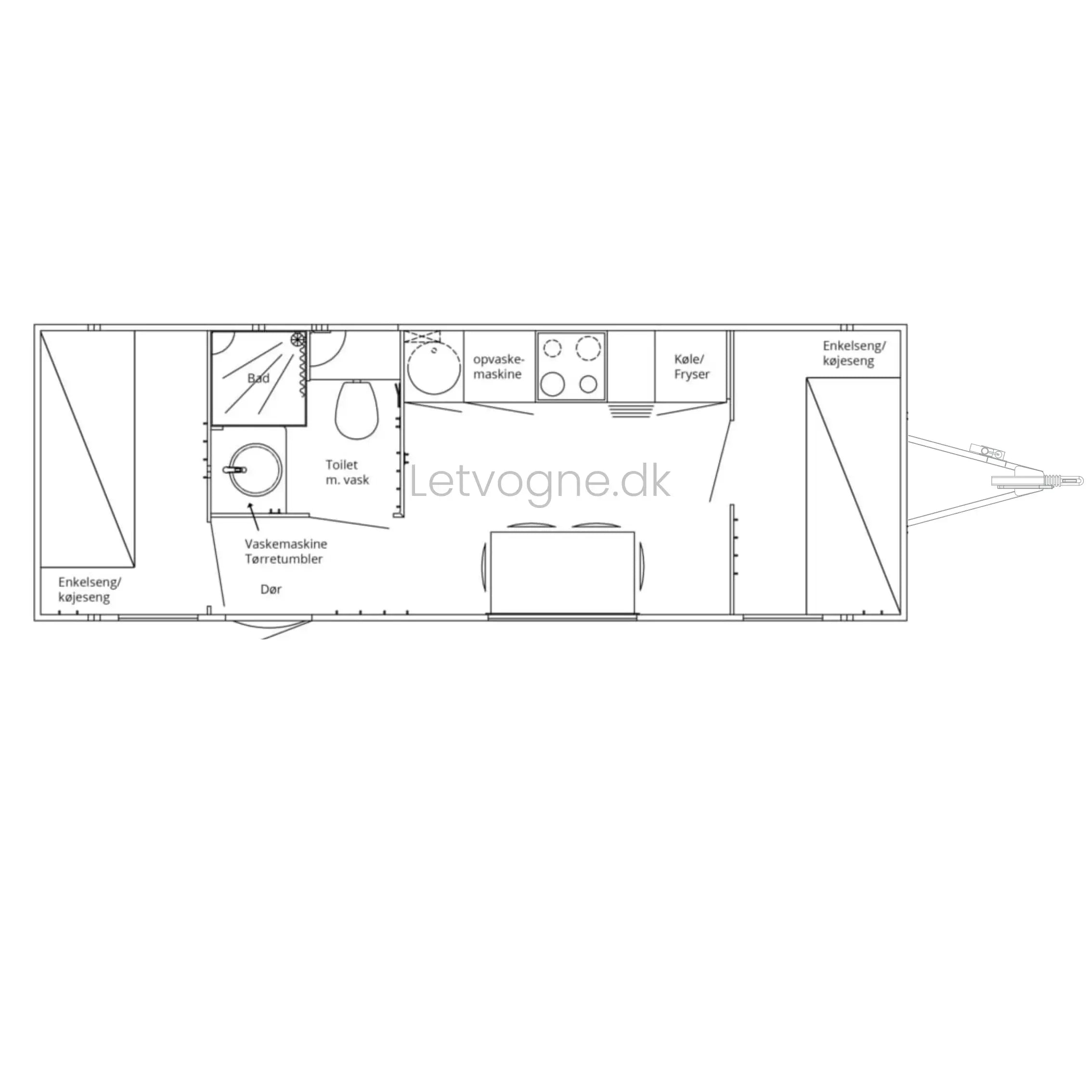 Beboelsesvogn 4 personers - Scanvogn Type 730-Køb brugte letvogne og skurvogne hos Letvogne.dk – Stort udvalg og hurtig levering