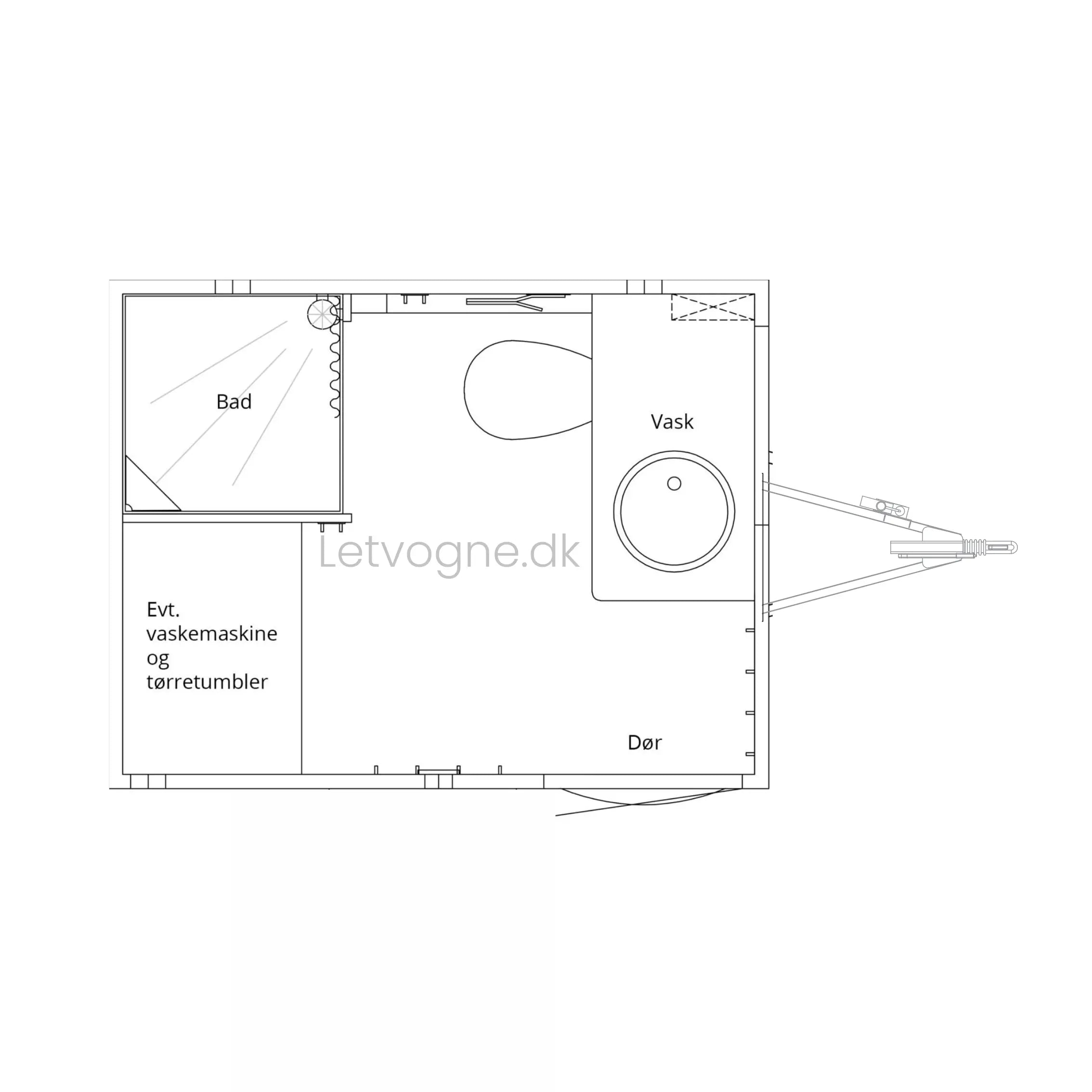Badmobil 240 - m. kværntoilet-Køb brugte letvogne og skurvogne hos Letvogne.dk – Stort udvalg og hurtig levering